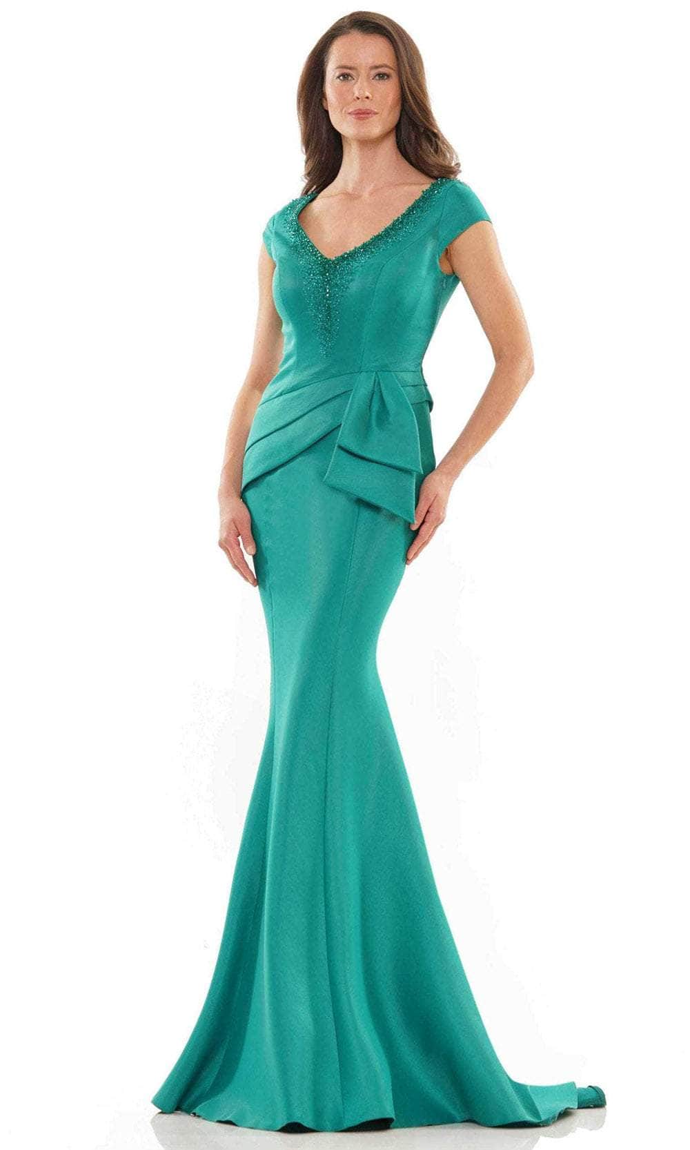 Rina Di Montella RD2752 - Bow Peplum Evening Dress Special Occasion Dress 4 / Emerald