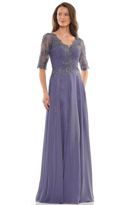Rina Di Montella RD2760 - Embroidered A-Line Formal Dress Special Occasion Dress 6 / Slate Blue