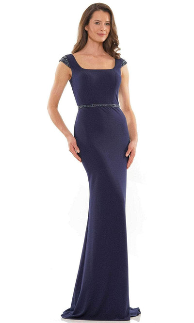 Rina Di Montella RD2762 - Cap Sleeve Square Neck Long Dress Special Occasion Dress 4 / Navy
