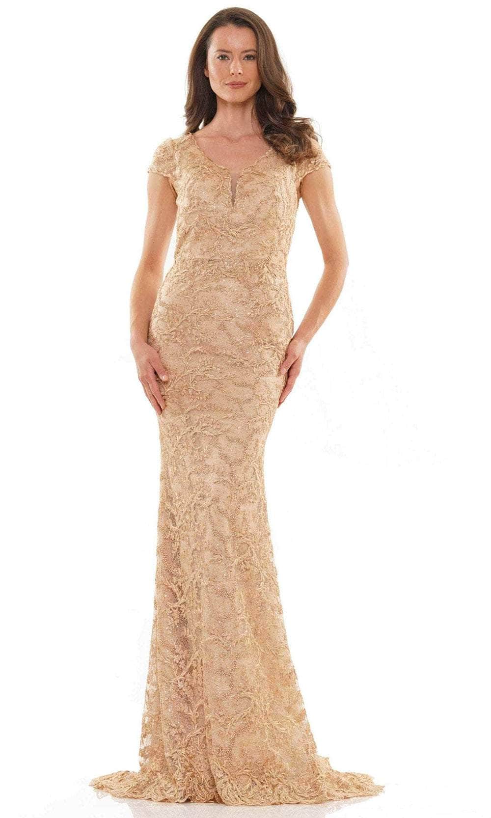 Rina Di Montella RD2803 - Cap Sleeve Lace Formal Dress Special Occasion Dress 4 / Gold
