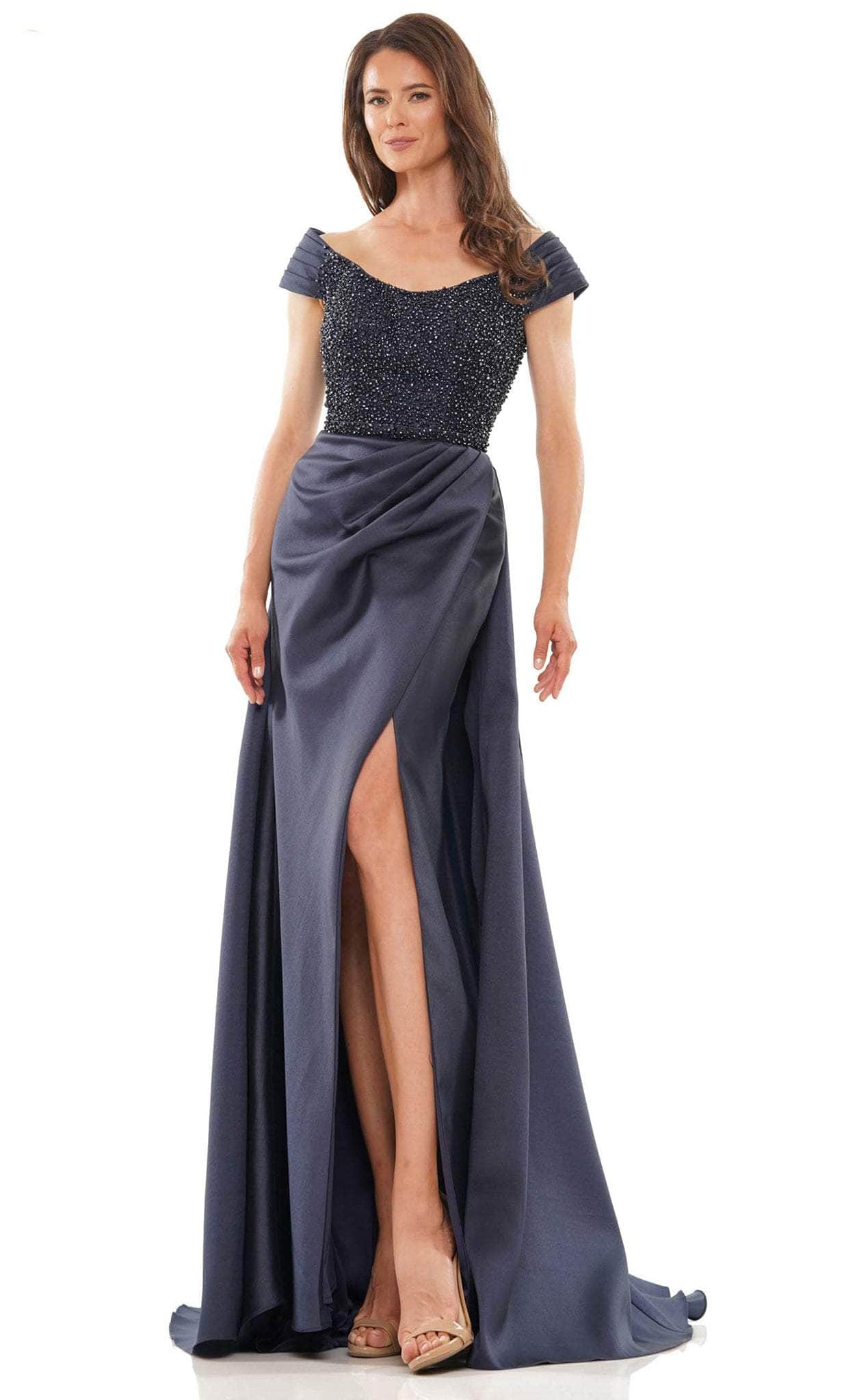 Rina di Montella RD2815 - Scoop Off-Shoulder Formal Dress Special Occasion Dress 4 / Navy