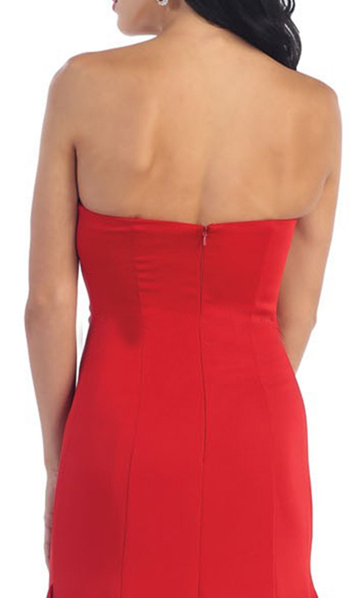 May Queen - Strapless with Side Peplum Long Dress in Red