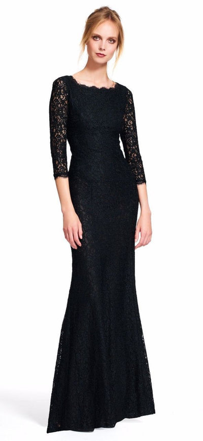 Adrianna Papell - Quarter Sleeve Lace Dress 91880500 in Black