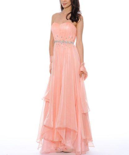 Decode 1.8 - 182471D Strapless Ruched Chiffon Evening Dress in Pink