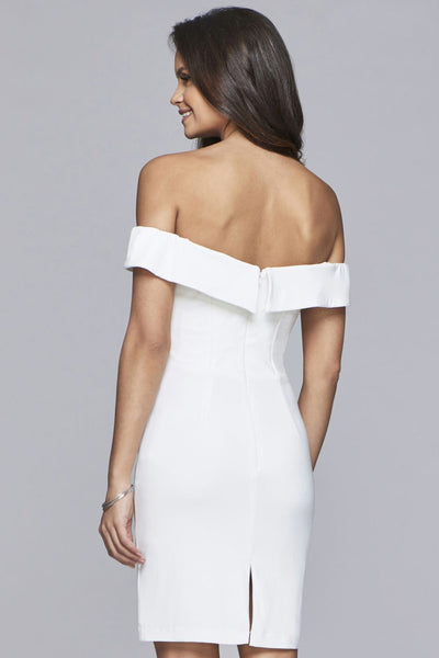 Faviana - S10162 Off The Shoulder Jersey Cocktail Dress in White