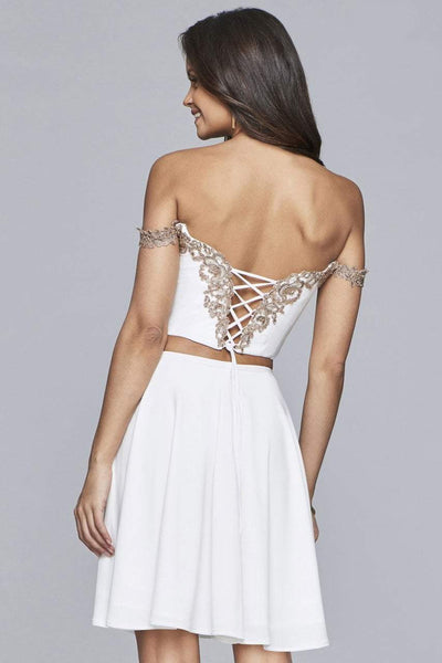Faviana - S10179 Two-Piece Off Shoulder Cocktail Dress in White