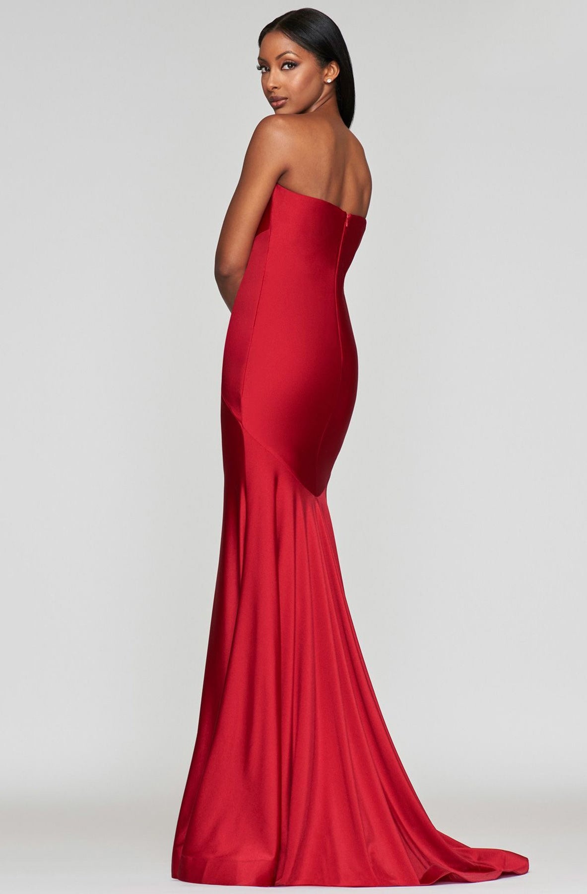 Faviana - Long Stretch Charmeuse Dress S10381 In Red