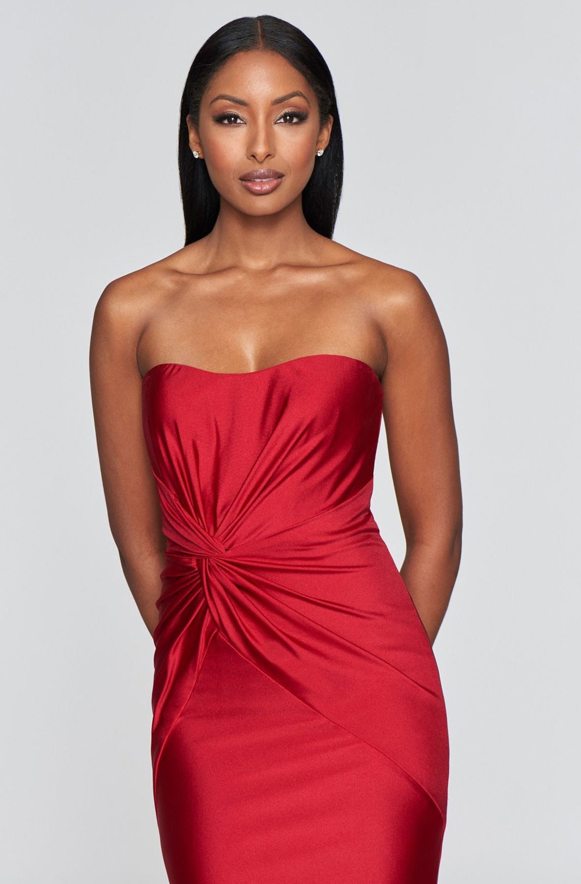 Faviana - Long Stretch Charmeuse Dress S10381 In Red
