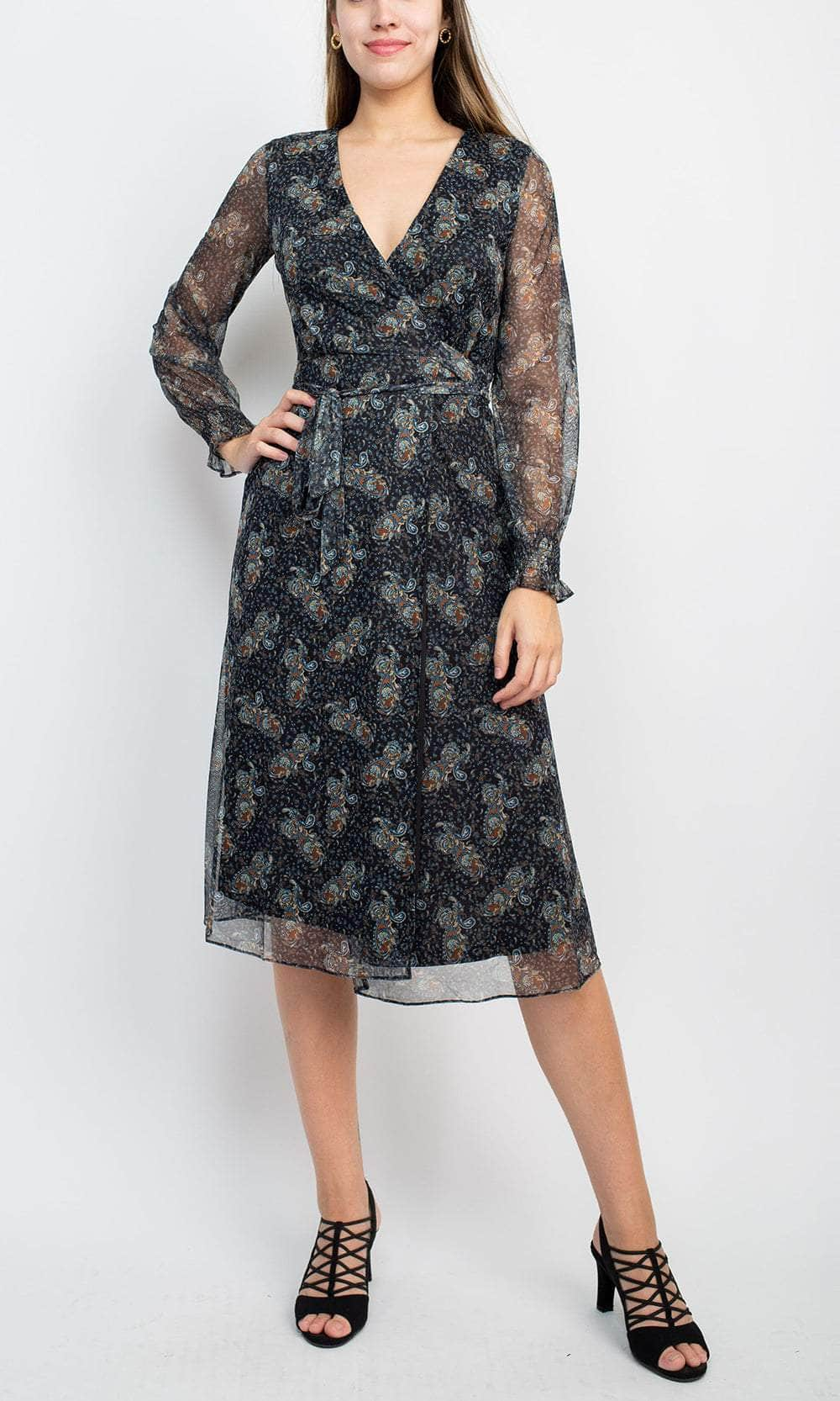 Sage Collective SU05D26 - Paisley A-Line Long Dress Cocktail Dresses 0 / Black Multi