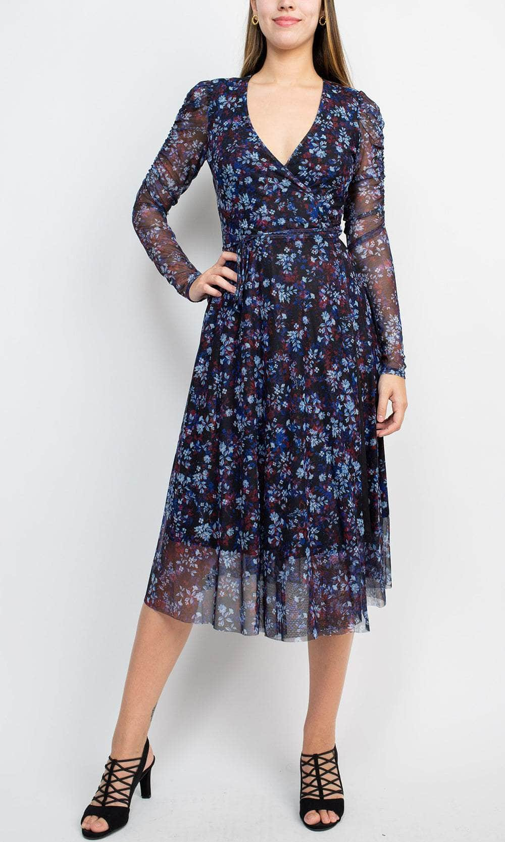 Sage Collective SU07D02 - Long Floral Dress Cocktail Dresses 0 / Black Multi