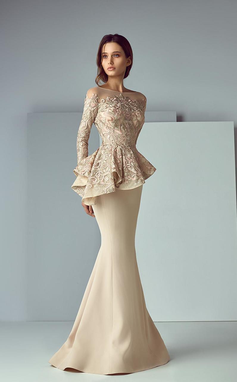 Saiid Kobeisy Asymmetrical Peplum Mermaid Gown 3157 - 1 pc Ivory In Size 4 Available CCSALE 4 / Ivory