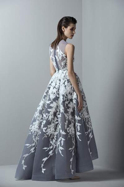 Saiid Kobeisy - Sleeveless Tulle Brode High Low Gown 3389 - 1 pc Performance Blue In Size 8 Available CCSALE 8 / Performance Blue