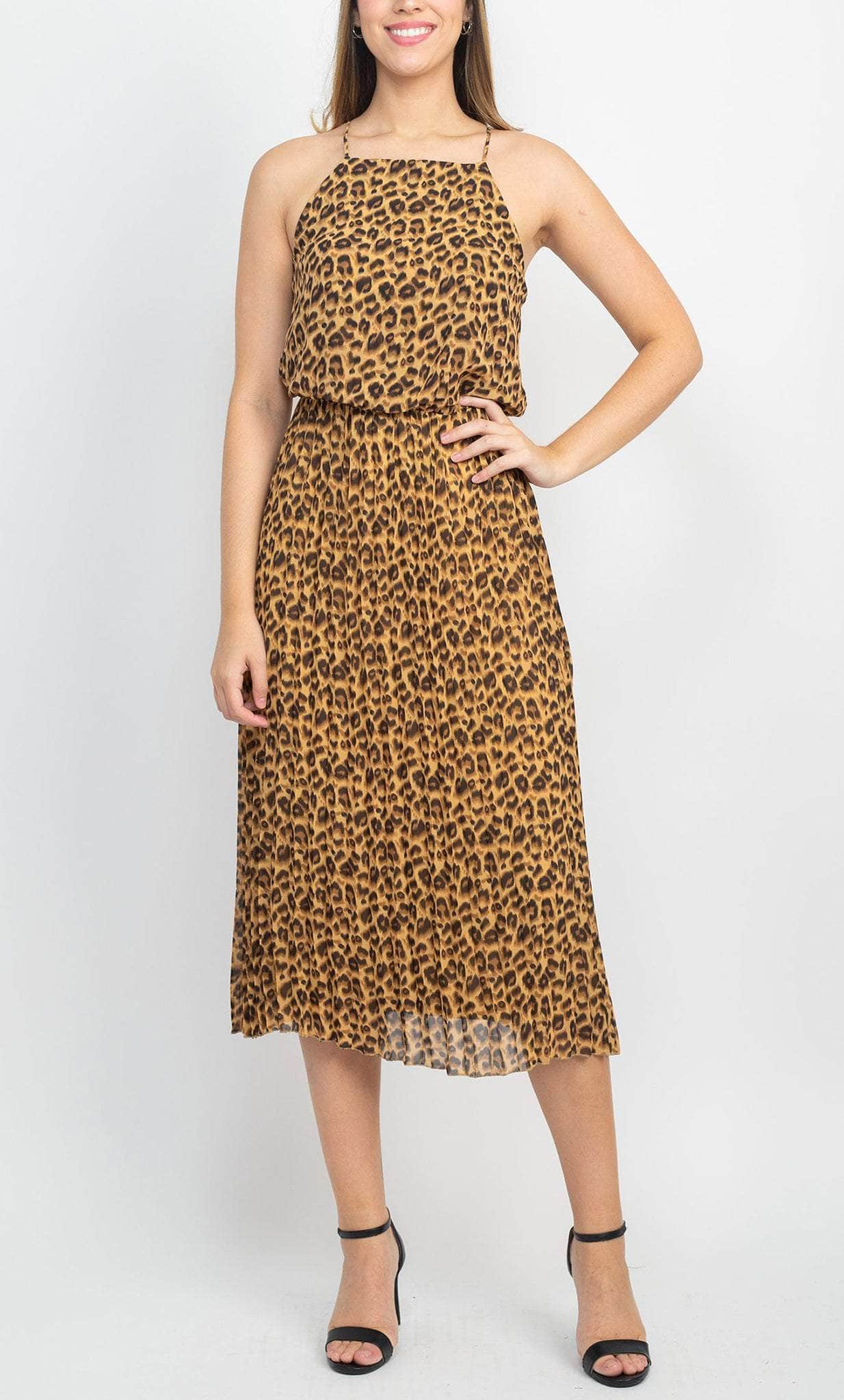 Sam Edelman 02S658 - Electric Pleated A-Line Long Dress Sweet 16 Dresses 0 / Leopard