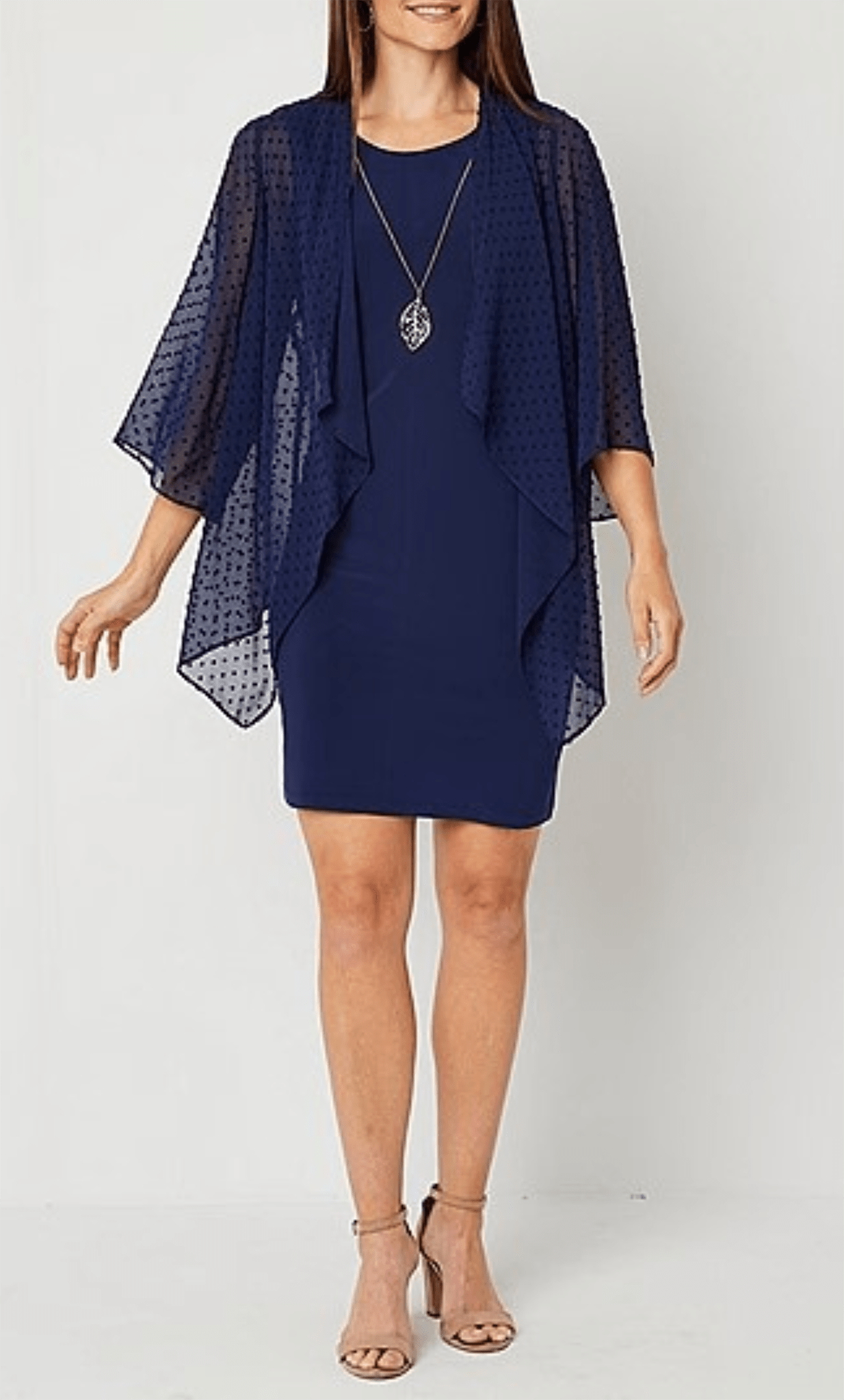 Sandra Darren 75827 - Open Front Jacket Sheath Dress Cocktail Dresses XS / Navy