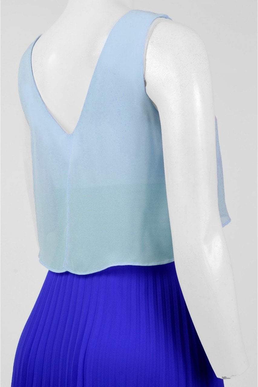 Sangria - DWKO624 Sleeveless Popover Accordion Dress in Blue
