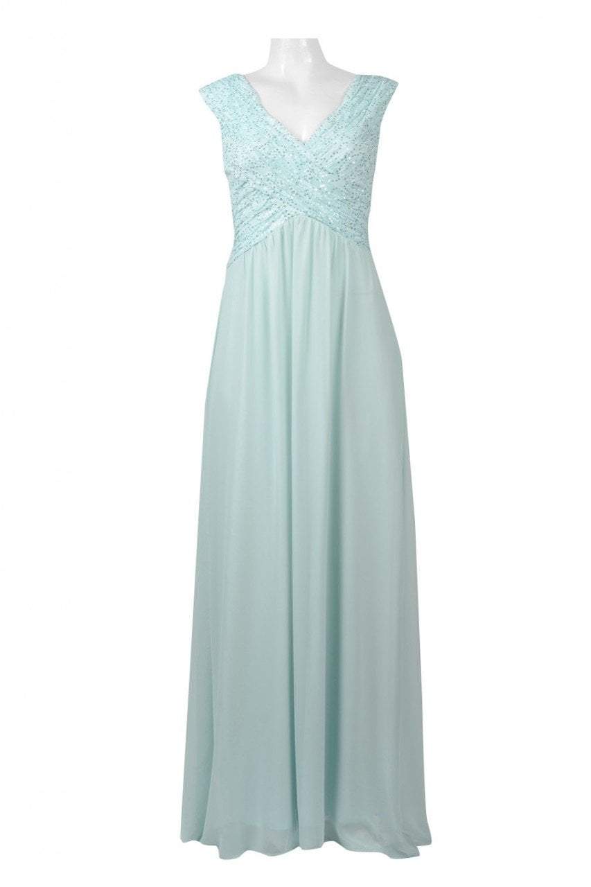 Sangria - DWKOJ57 Sequin V-neck A-line Dress in Green