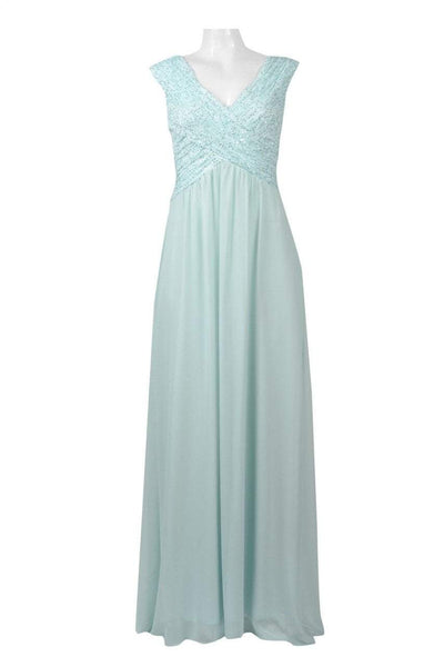 Sangria - DWKOJ57 Sequin V-neck A-line Dress in Green