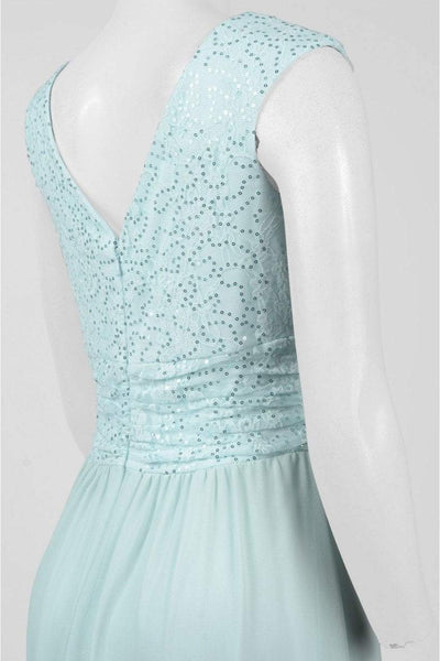 Sangria - DWKOJ57 Sequin V-neck A-line Dress in Green