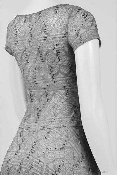 Sangria - SABZ1ACT Lace Bateau A-line Dress in Gray