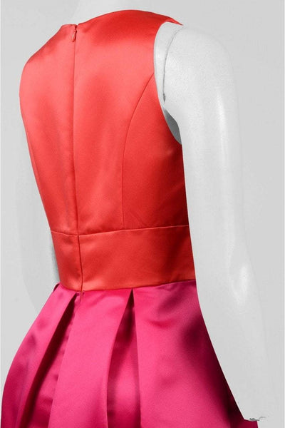 Sangria - SBLV1114 Sleeveless Color Block Satin Dress in Pink and Red