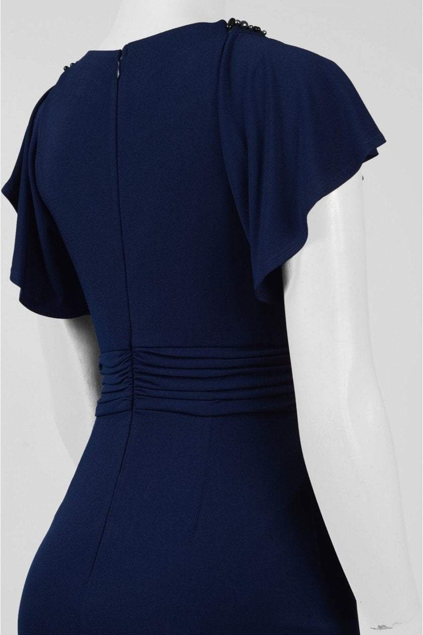 Sangria - SWIF987 Embellished Flutter Sleeve Dress in Blue