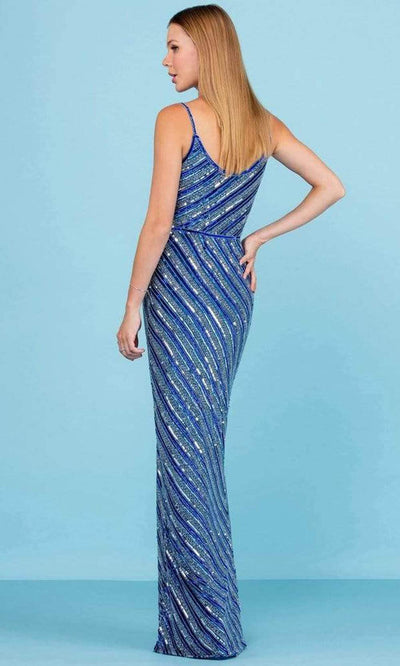 SCALA - 60258 Striped Sequin V-Neck Gown Special Occasion Dress