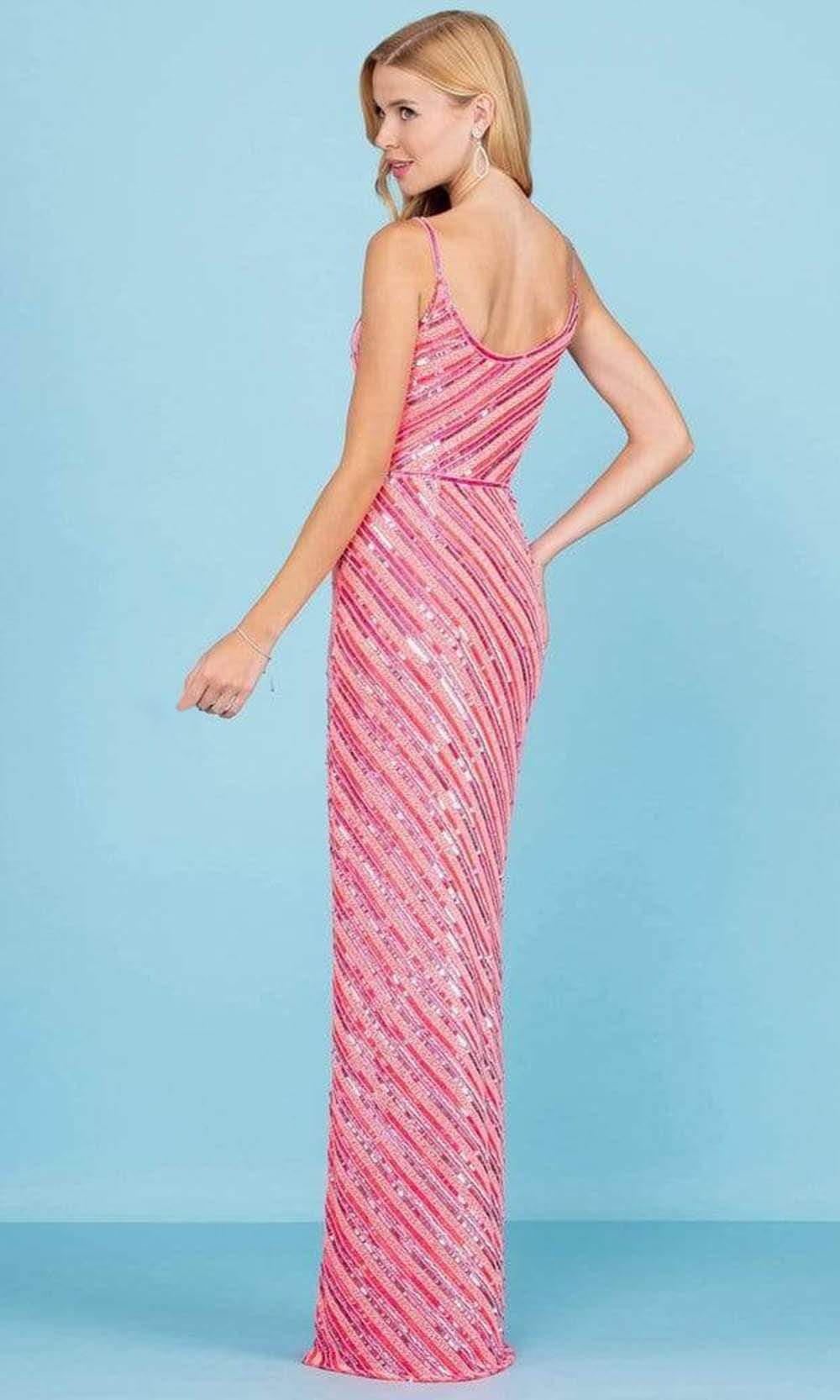 SCALA - 60258 Striped Sequin V-Neck Gown Special Occasion Dress