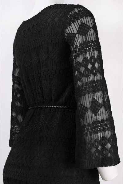 Sharagano - 4W4R16GG5 Cotton Lace Bateau Dress in Black