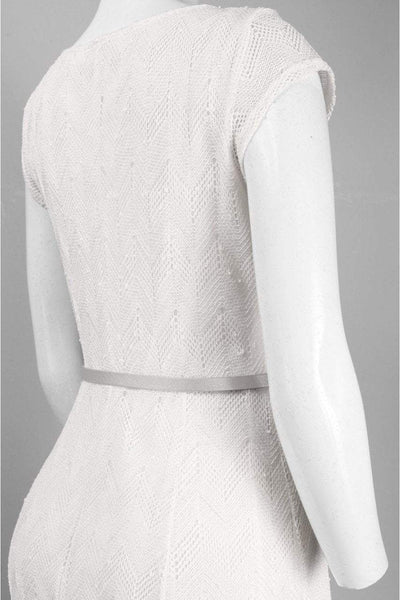 Sharagano - HW5S19F54 Cap Sleeve Crochet Knit Dress in White