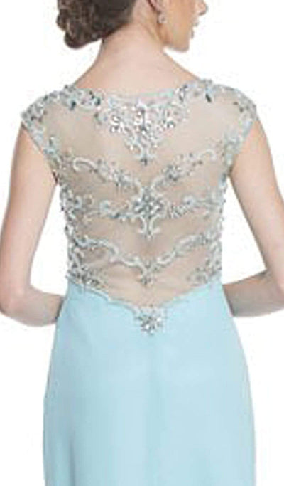 Sheer Embellished Evening Gown with Slit Dress