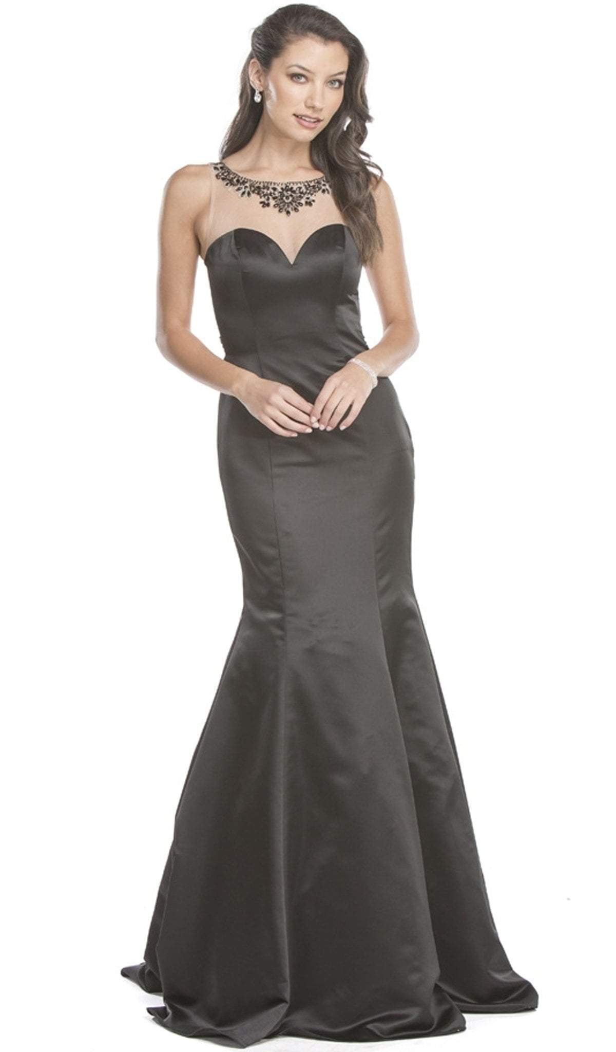 Sheer Fitted Trumpet Evening Gown Evening Dresses XXS / Black