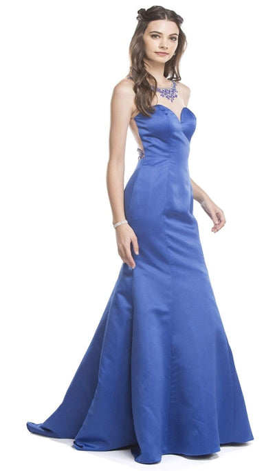 Sheer Fitted Trumpet Evening Gown Evening Dresses XXS / Royal