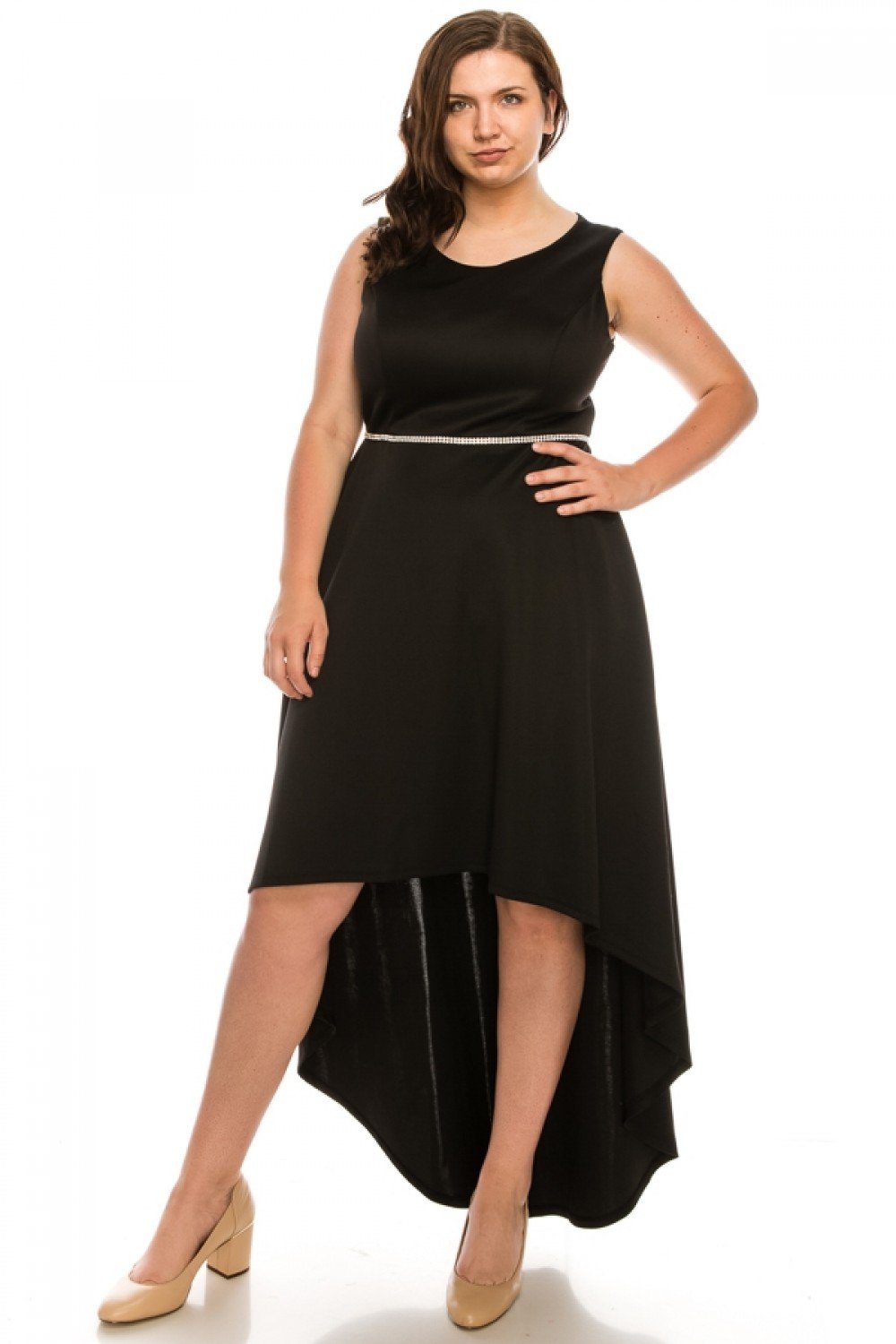 Shelby Nites - N281 Sleeveless Scoop Neck High Low Dress In Black