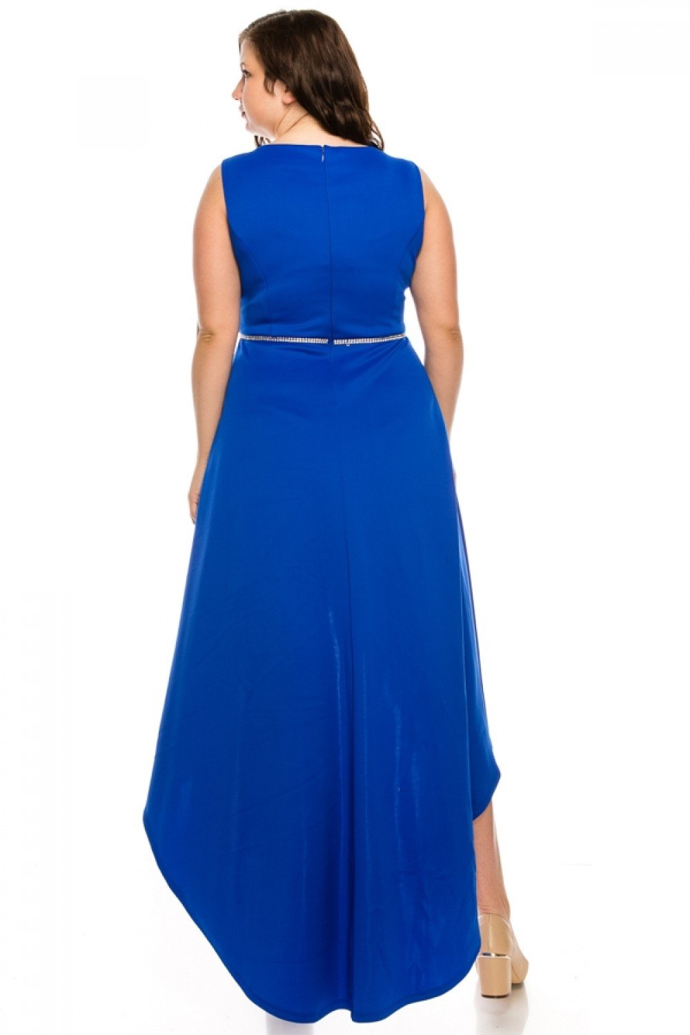 Shelby Nites - N281 Sleeveless Scoop Neck High Low Dress In Blue