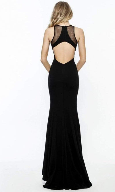 Sherri Hill - 51413SC Sheer Neck Sleeveless Evening Gown In Black