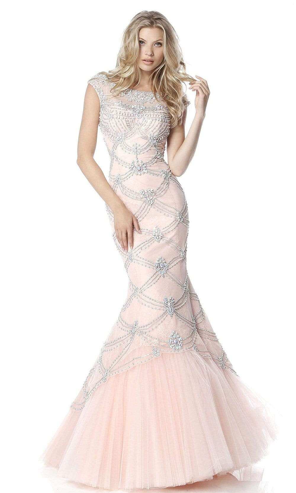Sherri Hill - 51593SC Beaded Lace Mermaid Dress In Pink