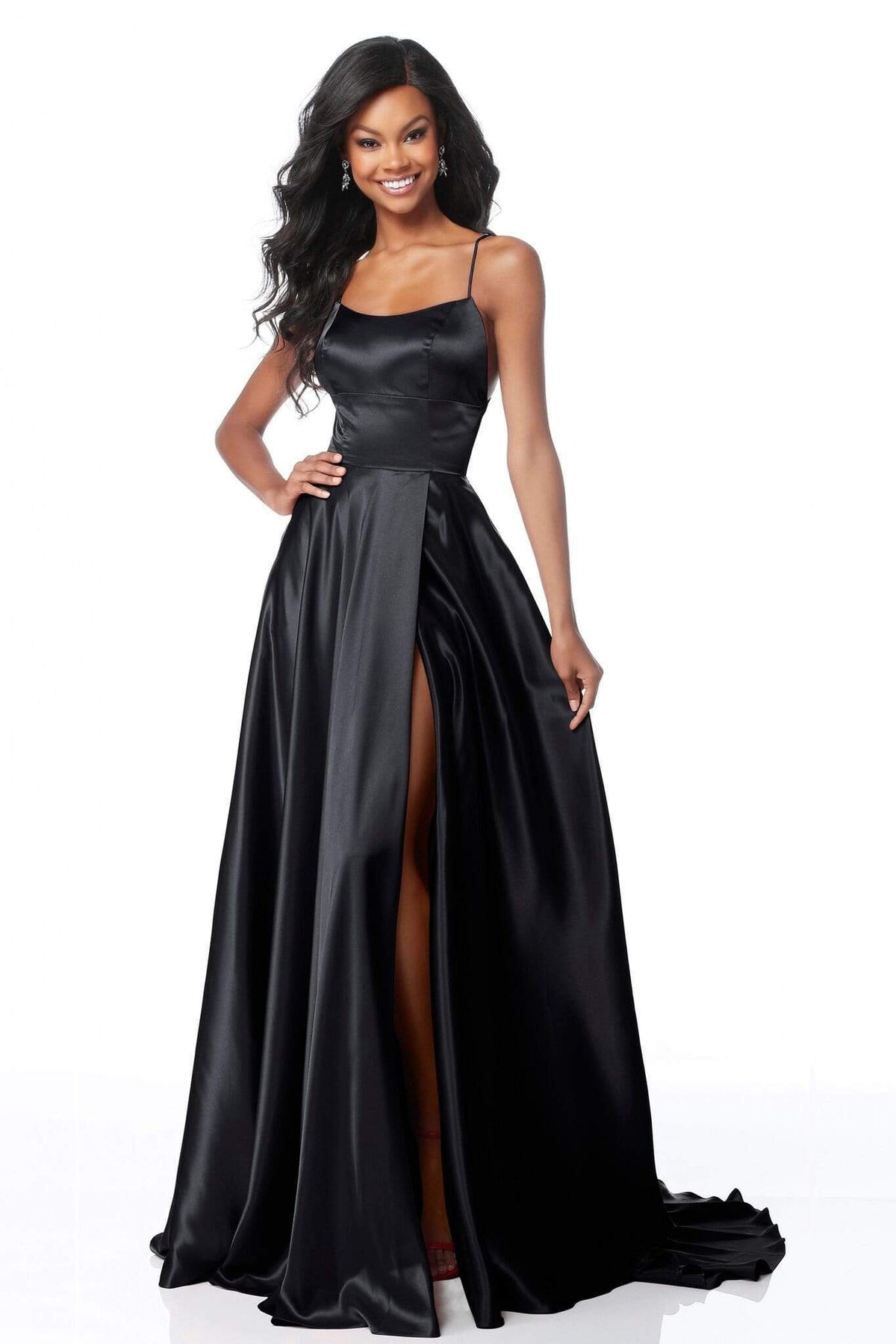 Sherri Hill - 51631 Sexy Lace-Up Back A-Line Long Evening Dress Evening Dresses 00 / Black