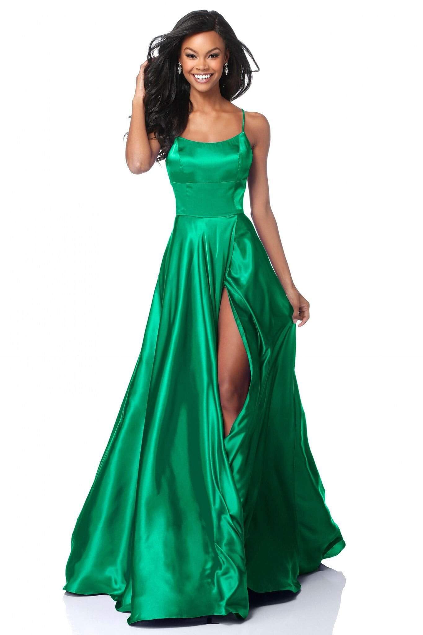 Sherri Hill - 51631 Sexy Lace-Up Back A-Line Long Evening Dress Evening Dresses 00 / Emerald