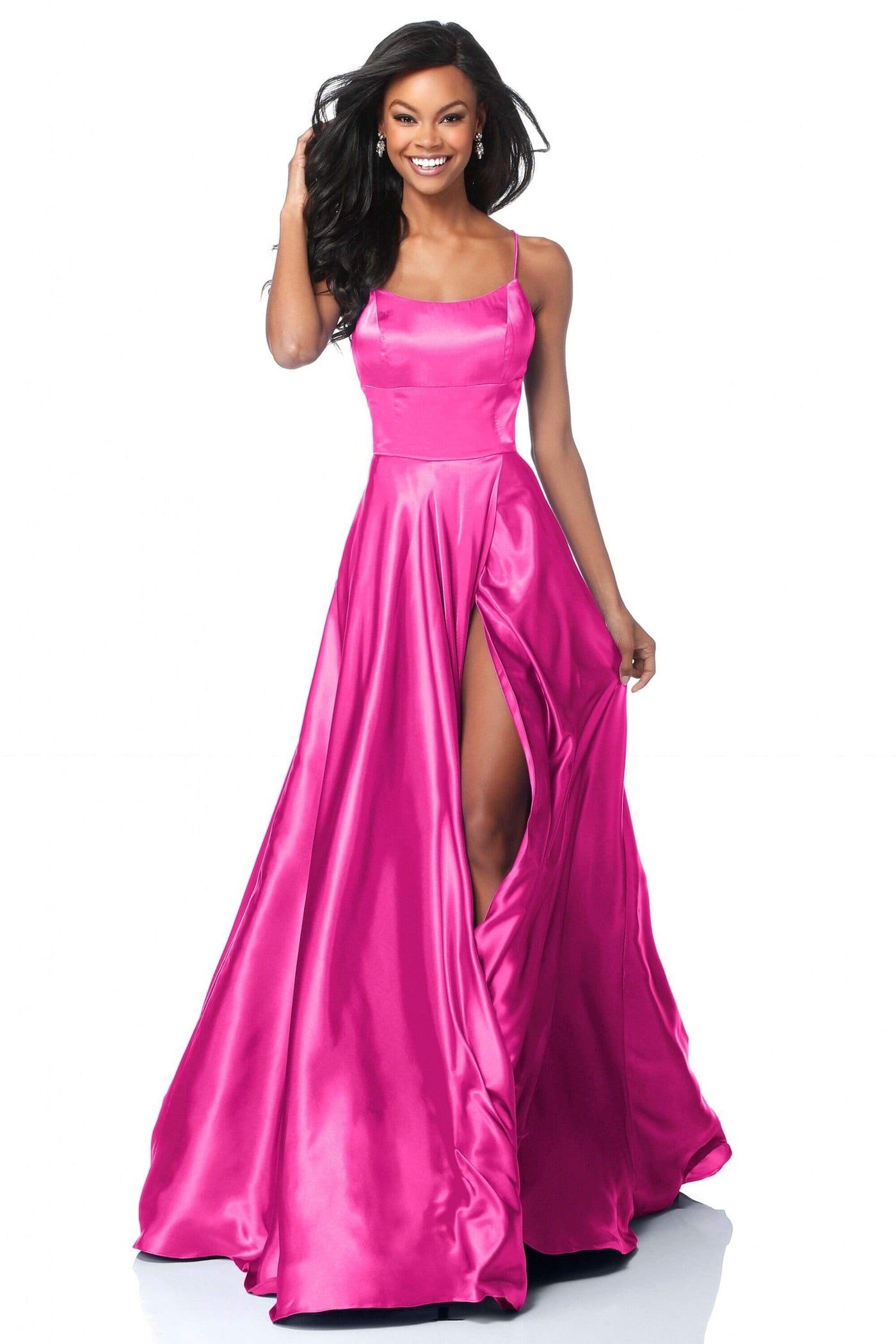 Sherri Hill - 51631 Sexy Lace-Up Back A-Line Long Evening Dress Evening Dresses 00 / Fuchsia