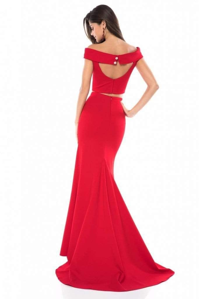 Sherri Hill - 51757 Two Piece Off-Shoulder Jersey Trumpet Dress Prom Dresses