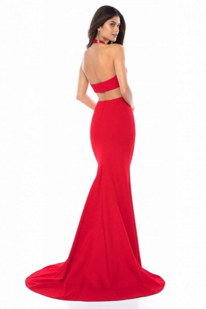 Sherri Hill - 51773 Plunging Halter Long Mermaid Dress Evening Dresses