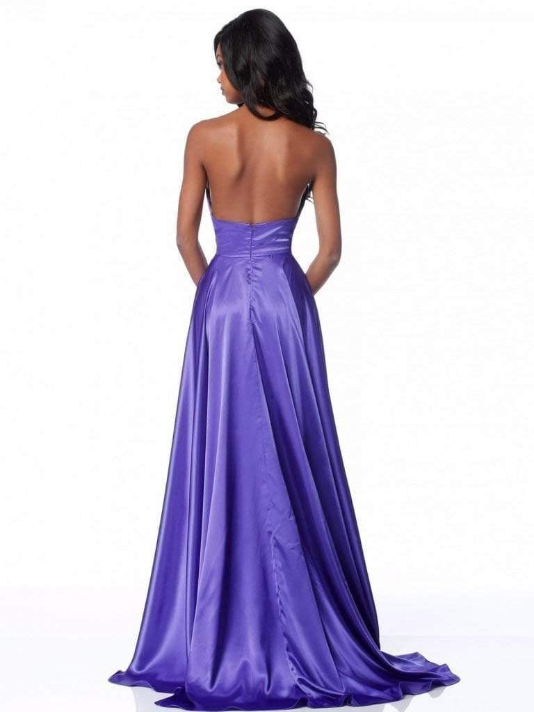 Sherri Hill - 51897 Crisscross Halter Long A Line Satin Dress Evening Dresses