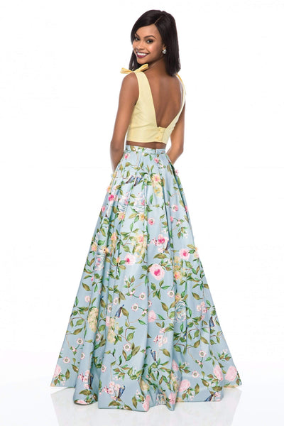 Sherri Hill - 51959 Two Piece V-neck Floral Print A-line Dress Prom Dresses