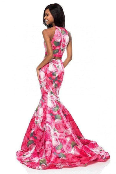 Sherri Hill - 52000 Two Piece Halter Floral Print Mermaid Dress Prom Dresses