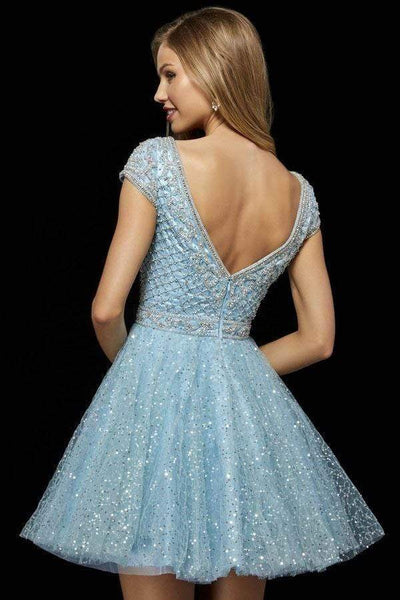 Sherri Hill - 52273 Beaded Cap Sleeve Tulle A Line Short Dress Homecoming Dresses