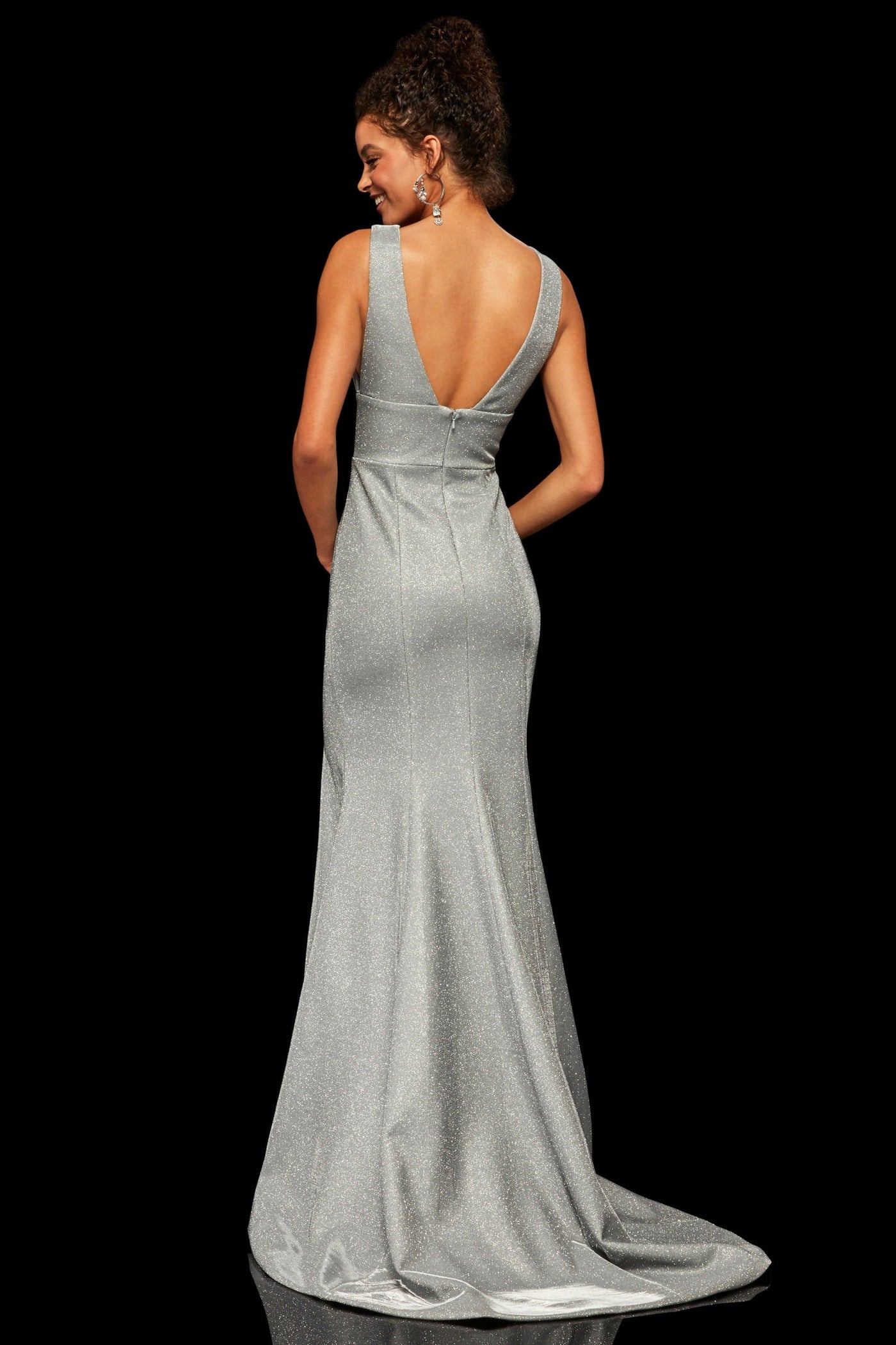 Sherri Hill - 52480 Glitter Open Back Fitted Mermaid Dress Evening Dresses