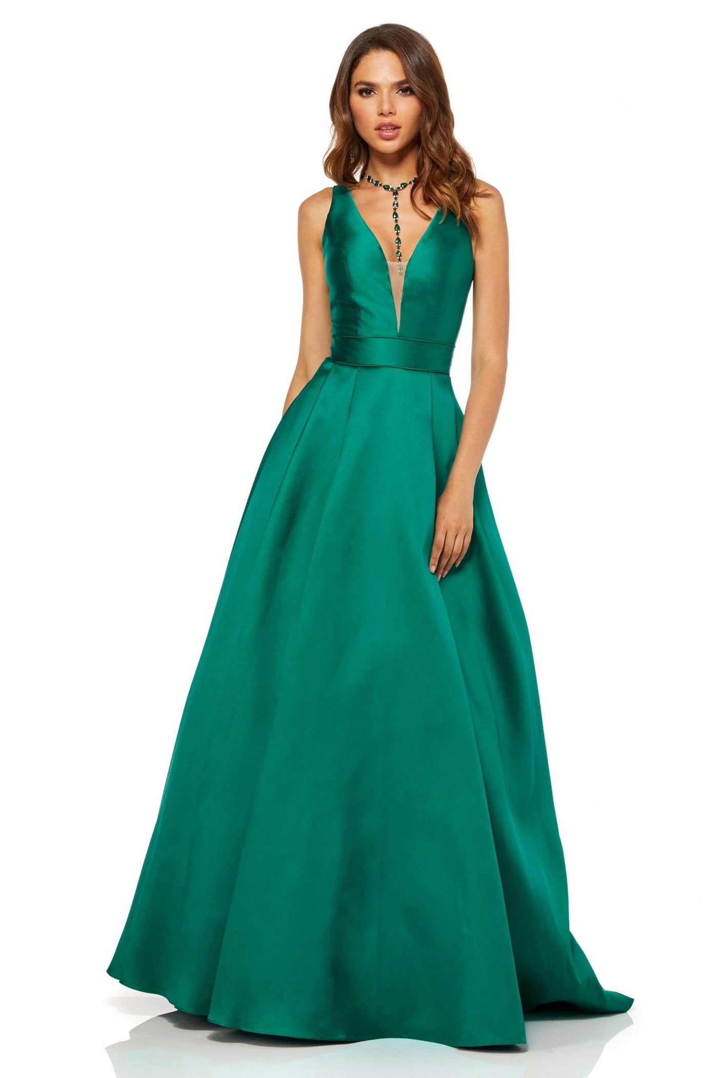 Sherri Hill - 52502 Sherri Hill Taffeta A Line Dress Evening Dresses 00 / Emerald