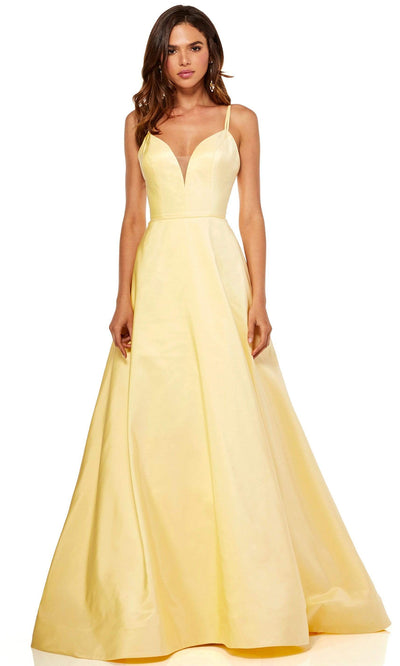 Sherri Hill - 52506SC Sweetehart Satin A-line Long Gown In Yellow