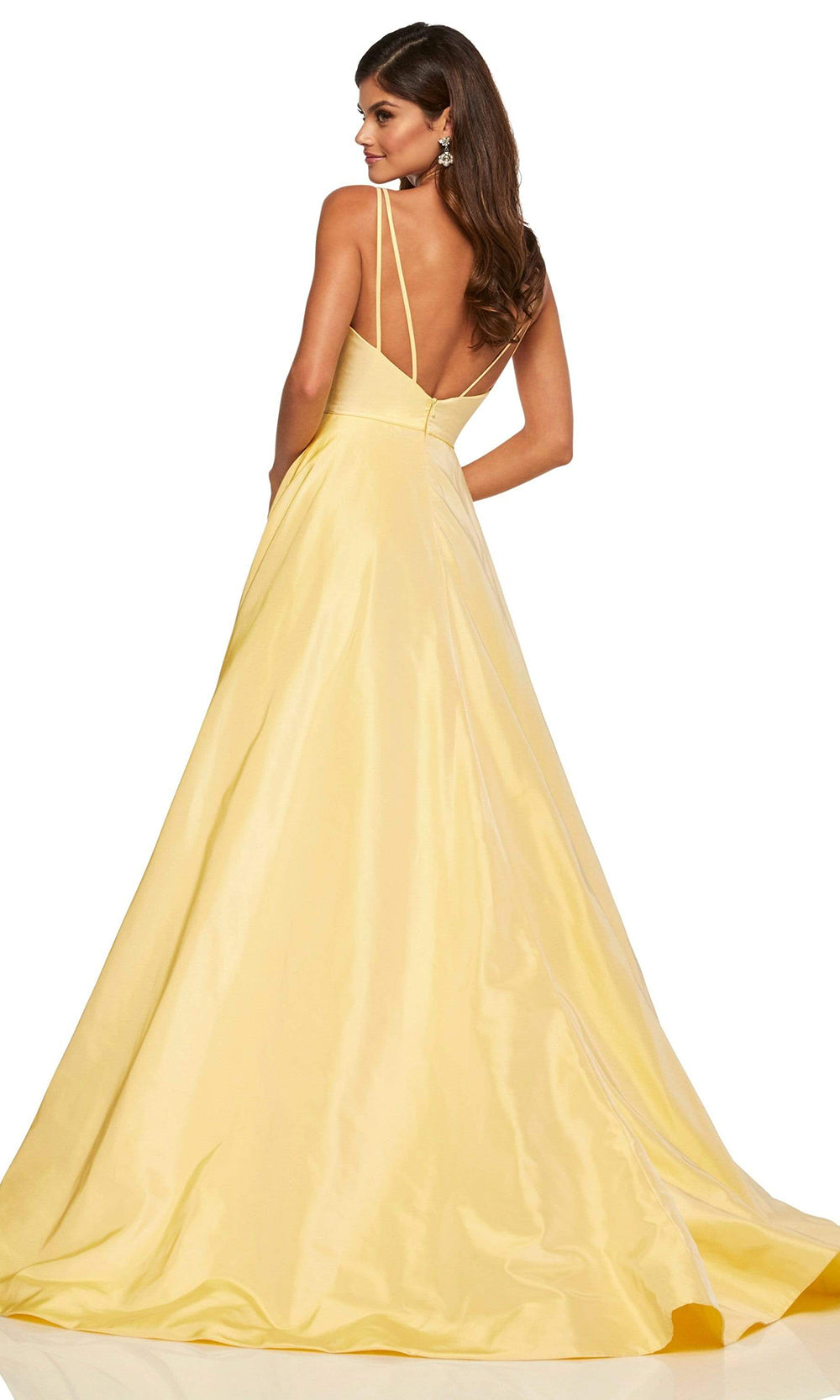 Sherri Hill - 52506SC Sweetehart Satin A-line Long Gown In Yellow