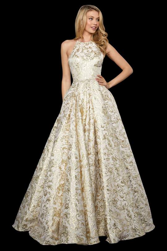 Sherri Hill - Sleeveless Metallic Ballgown 53253SC In Gold